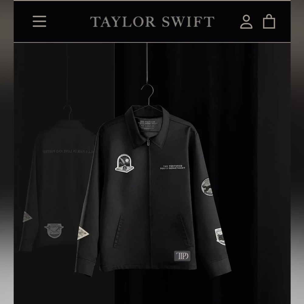 The Tortured Poets Department Black Jacket & 2 Patch Bundle Set OFFICIAL MERCH